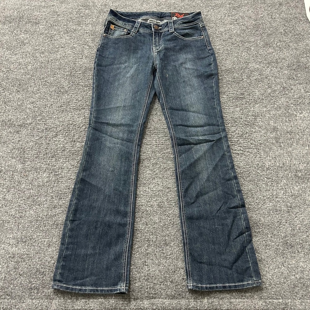 Red Label London Jeans Womens Size28 Blue Lilly BootcutEmbroidered Stretch Denim